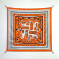 HM 26ss Amazon  Scarf 90 Orange White Twill Silk 132412