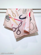 HM 26ss Double Sided Scarf 90 Light Pink Colorful Twill Silk 134424
