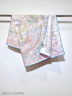 HM 26s 90 Double Sided Scarf Light Pink Blue Colorful Mulberry Silk 145750
