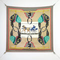 HM 26s 90 Double Sided Scarf Beige Colorful Mulberry Silk 145745
