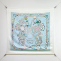 HM 26s 90 Double Sided Scarf Light Blue White Colorful Mulberry Silk 145754