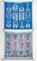 HM 26ss Amazon Scarf 90 Blue Colorful Twill Silk 126322