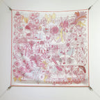 HM 26ss Sweet Saddle Scarf 90 Pink White Twill Silk 132415