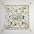 HM 26s 90 Double Sided Scarf Beige Green Colorful Mulberry Silk 145747