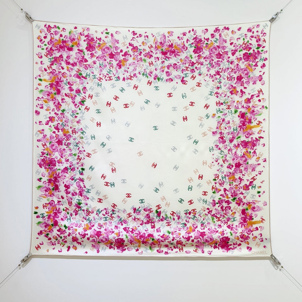 CC 25 Scarf 90CM In White Pink Colorful Cashmere 293050