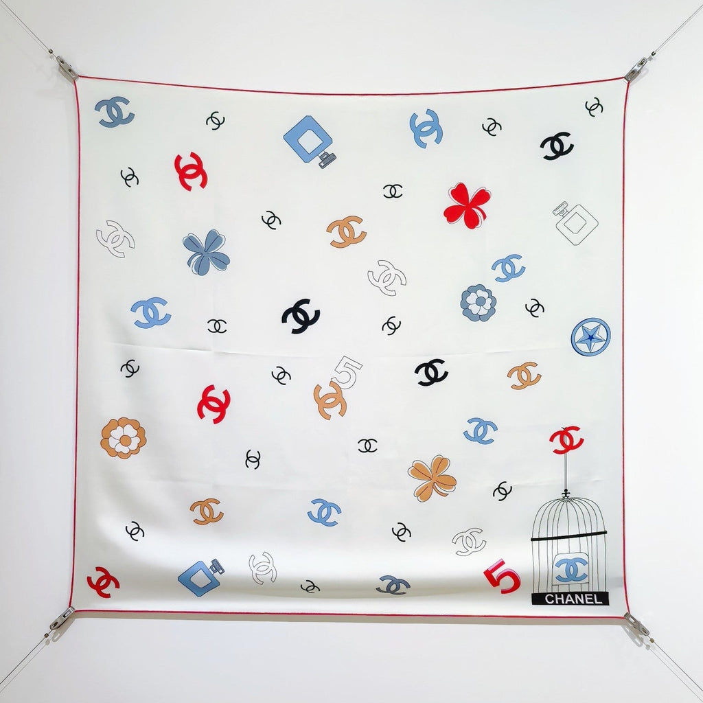 CC 25 Scarf 90CM In White Colorful Cashmere 293046