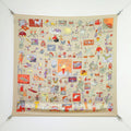 HM 26s Horse Scarf 90 Beige Colorful Cashmere Silk 139213