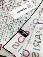 CC 25 Scarf 90CM In White Purple Colorful Cashmere 293047