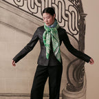 HM 26s 90 Double Sided Scarf Green Colorful Mulberry Silk 141471
