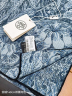 HM 26s 90 Double Sided Scarf Blue Colorful Mulberry Silk 141472