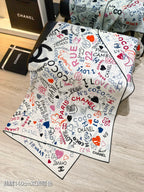 CC 25 Scarf 140CM White Colorful Cashmere 293078