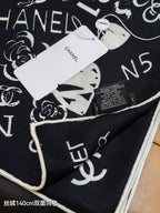 CC 25 Scarf 140CM Black White Cashmere 293081
