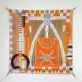 HM 26ss Amazon  Scarf 90 Brown Orange Colorful Twill Silk 130284