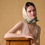 HM 26ss Amazon  Scarf 90 White Colorful Twill Silk 130283