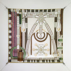 HM 26ss Amazon  Scarf 90 White Colorful Twill Silk 130283