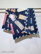 HM 26s Horse Scarf 90 Navy Blue Colorful Cashmere Silk 134432