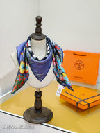 HM Tiger in Full Bloom 90 CM Light Purple Colorful  Cashmere and Silk 293066