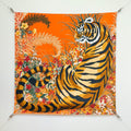 HM Tiger in Full Bloom 90 CM Orange Colorful  Cashmere and Silk 293068