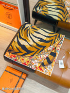 HM Tiger in Full Bloom 90 CM Orange Colorful  Cashmere and Silk 293068