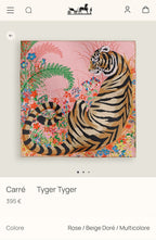 HM Tiger in Full Bloom 90 CM Pink Colorful  Cashmere and Silk 293069