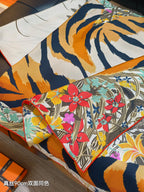 HM Tiger in Full Bloom 90 CM Light Beige Colorful Cashmere and Silk 293070