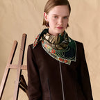 HM Tiger in Full Bloom 90 CM Black Colorful Cashmere and Silk 293071