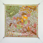 HM 26ss Sweet Saddle Scarf 90 Green Pink Twill Silk 132418