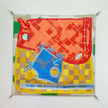 HM 26s Horse Scarf 90 Yellow Orange Colorful Cashmere Silk 134440