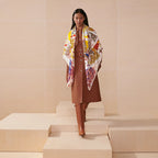HM 26s Horse Scarf 90 Yellow Colorful Cashmere Silk 138082