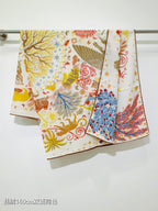 HM 26s Horse Scarf 90 Yellow Colorful Cashmere Silk 138082