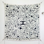 CC 25 Scarf 140CM White Black Colorful Cashmere 293079