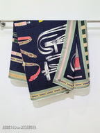 HM Equestrianism 140 CM Navy Blue Colorful Cashmere and Silk 293101