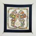 HM 26s 90 Double Sided Scarf Black White Colorful Mulberry Silk 145753