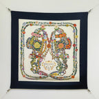 HM 26s 90 Double Sided Scarf Black White Colorful Mulberry Silk 145753