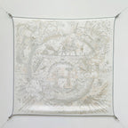HM 26s 90 Double Sided Scarf White Gray Colorful Mulberry Silk 145752