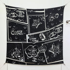 CC 25 Camellia Scarf 140CM Black White Cashmere 293082