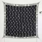 CC 25  Scarf 140CM White Black Cashmere 293084