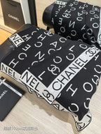 CC 25  Scarf 140CM White Black Cashmere 293084