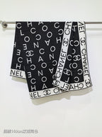 CC 25  Scarf 140CM White Black Cashmere 293084