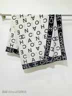 CC 25  Scarf 140CM White Black Cashmere 293085