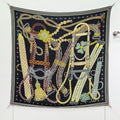 HM 26ss Double Sided Scarf 140 Black Beige Colorful Cashmere Silk 132451