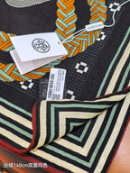 HM 26ss Double Sided Scarf 140 Black Beige Colorful Cashmere Silk 132451