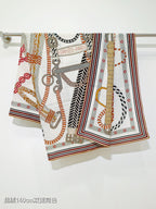 HM 26ss Double Sided Scarf 140 Black Beige Colorful Cashmere Silk 132453