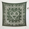 HM 26s Heart Horse Scarf 140 Dark Green Cashmere Silk 139235