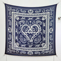 HM 26s Heart Horse Scarf 140 Navy Blue Cashmere Silk 139236