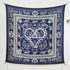 HM 26s Heart Horse Scarf 140 Navy Blue Cashmere Silk 139236