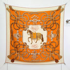 HM 26ss Double Sided Scarf 90 Orange Beige Cashmere Silk 132456