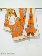 HM 26ss Double Sided Scarf 90 Orange Beige Cashmere Silk 132456