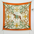 HM 26ss Double Sided Scarf 90 Orange Green Beige Cashmere Silk 132455