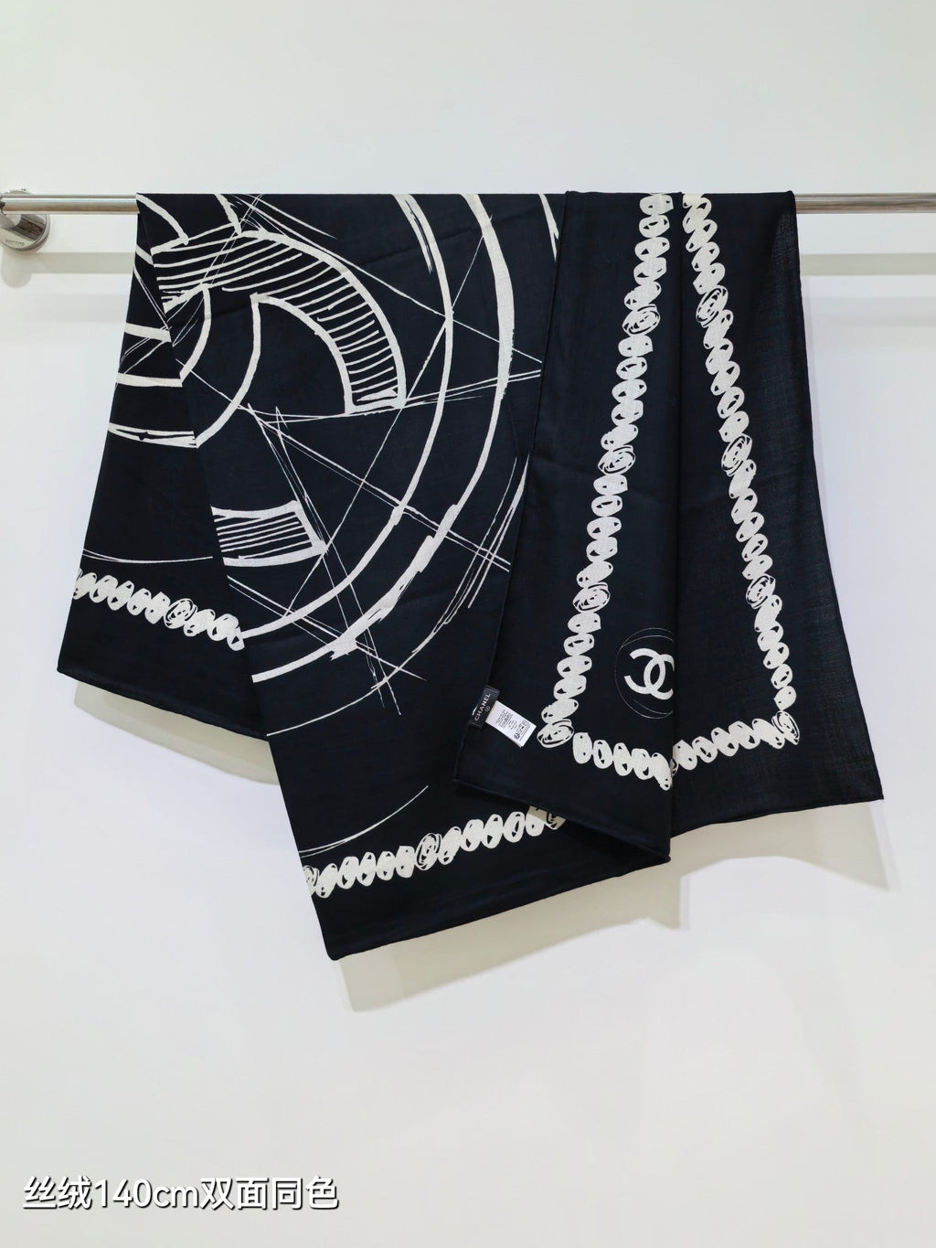 CC 25  Scarf 140CM Black Cashmere 293086